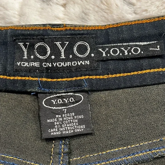 Vintage Y2K Y.O.Y.O. Black Abstract Design Jeans Sz-7 - Picture 8 of 11